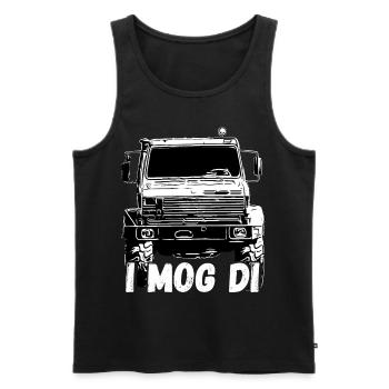 Unimog, véhicule utilitaire, camion, Unimog 406, tracteur - Débardeur bio Premium Homme - noir - Devant - AI Model Male 178 light (178cm)