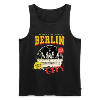 Berlin Germany City Skyline Vintage Retro - Men's Premium Organic Tank Top - black - Front - AI Model Male 178 light (178cm)