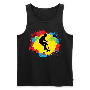 Stunt Scooter Freestyle Scootering Reiten bunt - Männer Premium Bio Tank Top - Schwarz - Vorne - AI Model Male 178 light (178cm)