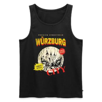 Würzburg Allemagne Ville Skyline Vintage Rétro - Débardeur bio Premium Homme - noir - Devant - Michal (187cm)