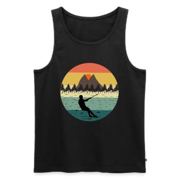 Barfuß Skifahren Wassersport Vintage Retro - Männer Premium Bio Tank Top - Schwarz - Vorne - Michal (187cm)