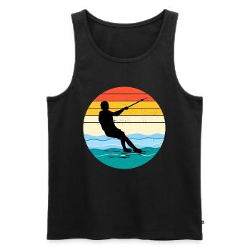Barfuß Skifahren Wassersport Vintage Retro - Männer Premium Bio Tank Top - Schwarz - Vorne - Michal (187cm)