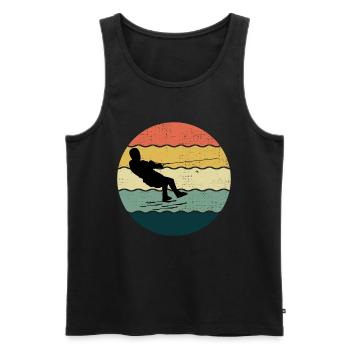 Barfuß Skifahren Wassersport Vintage Retro Sonnenuntergang - Männer Premium Bio Tank Top - Schwarz - Vorne - Michal (187cm)