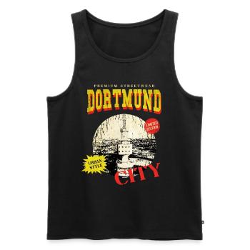 Dortmund Allemagne City Skyline Vintage Rétro - Débardeur bio Premium Homme - noir - Devant - AI Model Male 178 light (178cm)