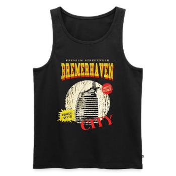 Bremerhaven Allemagne City Skyline Vintage - Débardeur bio Premium Homme - noir - Devant - Michal (187cm)