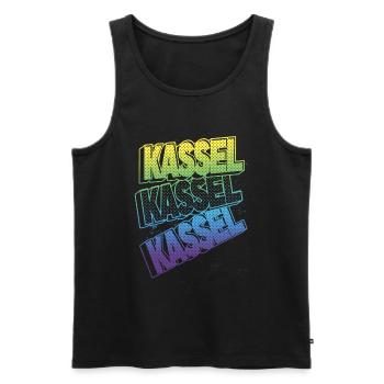 Kassel Germany City Font Skyline Home - Men's Premium Organic Tank Top - black - Front - AI Model Male 178 light (178cm)