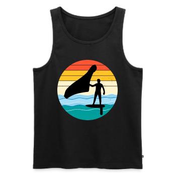 Wing Foiling Hydrofoil Surfing Surf Water Sport - Men's Premium Organic Tank Top - black - Front - AI Model Male 178 light (178cm)
