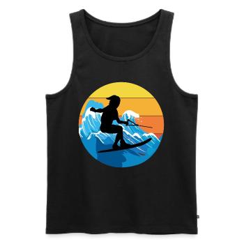 Vintage Retro Water Skiing Ski Water sport - Men's Premium Organic Tank Top - black - Front - Michal (187cm)