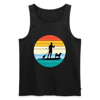 Paddleboarding Paddleboard Paddle Water sports Dog - Men's Premium Organic Tank Top - black - Front - AI Model Male 178 light (178cm)