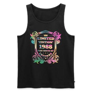 1988 Anniversaire vintage couleurs arc-en-ciel - Débardeur bio Premium Homme - noir - Devant - Michal (187cm)