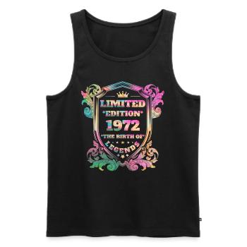 1972 Anniversaire vintage couleurs arc-en-ciel - Débardeur bio Premium Homme - noir - Devant - Michal (187cm)