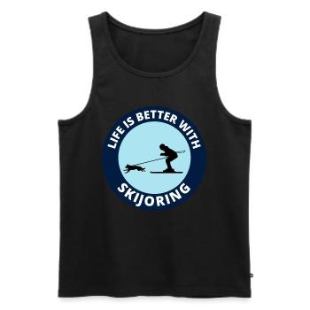 Dog Skijoring Extreme Winter Sport Ski Race Racing - Men's Premium Organic Tank Top - black - Front - AI Model Male 178 light (178cm)
