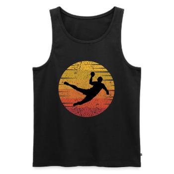 Handballspieler Retro Vintage 80er Jahre Stil Handballer - Männer Premium Bio Tank Top - Schwarz - Vorne - AI Model Male 178 light (178cm)