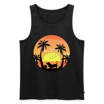 Basset Hound Propriétaire Beach Sunset Palm Trees - Débardeur bio Premium Homme - noir - Devant - Michal (187cm)