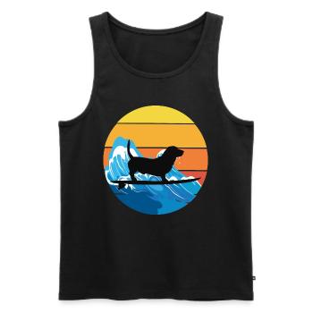 Basset Hound Propriétaire Chien Surf Planche De Surf Rétro - Débardeur bio Premium Homme - noir - Devant - Michal (187cm)