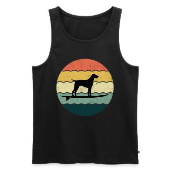 Pointeur allemand à poil court Chien Surf Vagues de mer - Débardeur bio Premium Homme - noir - Devant - Michal (187cm)