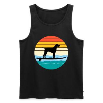 Pointeur allemand à poil court Chien Surf Vagues de mer - Débardeur bio Premium Homme - noir - Devant - Michal (187cm)