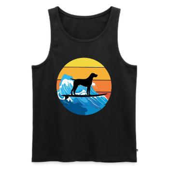 Pointeur allemand à poil court Chien Surf Vagues de mer - Débardeur bio Premium Homme - noir - Devant - Michal (187cm)