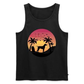 Pointer allemand à poil court plage coucher de soleil palmiers - Débardeur bio Premium Homme - noir - Devant - Michal (187cm)