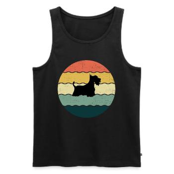 Scottish Terrier Dog Surfing Surfer Sea Waves - Men's Premium Organic Tank Top - black - Front - AI Model Male 178 light (178cm)