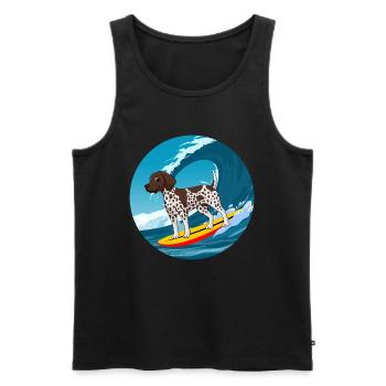 Pointeur allemand à poil court Chien Surf Vagues de mer - Débardeur bio Premium Homme - noir - Devant - Michal (187cm)