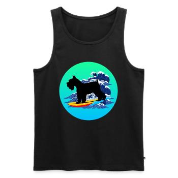 Schnauzer miniature Chien Surf Vagues de la Mer - Débardeur bio Premium Homme - noir - Devant - Michal (187cm)