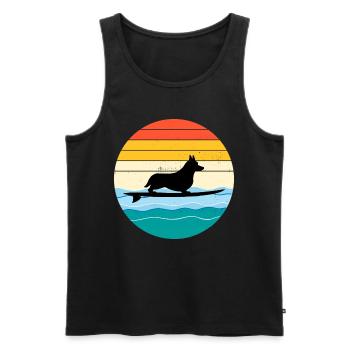 Cardigan Welsh Corgi Dog Surfing Sea Vintage retro - Men's Premium Organic Tank Top - black - Front - Michal (187cm)
