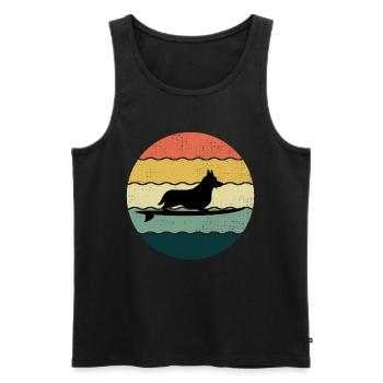 Cardigan Welsh Corgi Dog Surfing Vintage Retro - Men's Premium Organic Tank Top - black - Front - Michal (187cm)