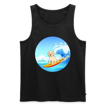 Labrador Retriever Chien Surf Vagues de la mer - Débardeur bio Premium Homme - noir - Devant - Michal (187cm)