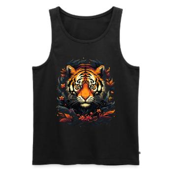 Tiger Tigerkopf Raubkatze Raubtier Stark Kraft - Männer Premium Bio Tank Top - Schwarz - Vorne - Michal (187cm)