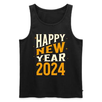 Bonne Année 2024 Réveillon du Nouvel An Célébration de la fête du Nouvel An - Débardeur bio Premium Homme - noir - Devant - AI Model Male 178 light (178cm)