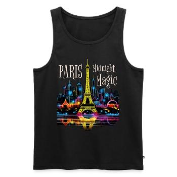 Paris, Tour Eiffel, France, Ville, Horizon, Nuit - Débardeur bio Premium Homme - noir - Devant - AI Model Male 178 light (178cm)
