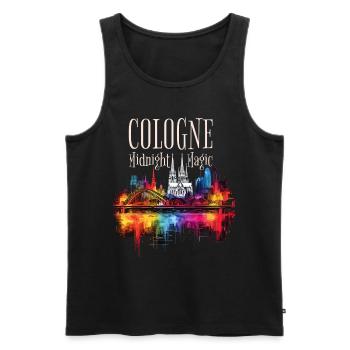 Cologne, Cathédrale De Cologne, Allemagne, Ville, Horizon, Nuit - Débardeur bio Premium Homme - noir - Devant - AI Model Male 178 light (178cm)