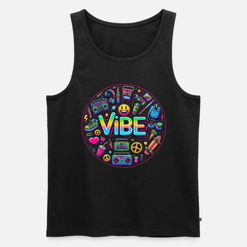 Retro-Vibe: Neon Buzz - Männer Premium Bio Tank Top - Schwarz
