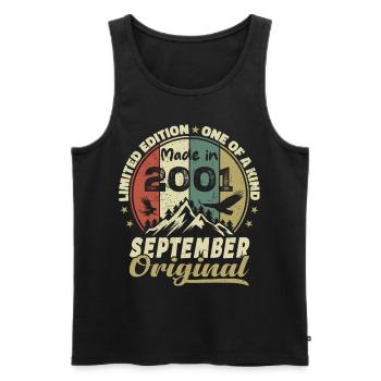 2001 – Legenden werden im September 2001 geboren - Männer Premium Bio Tank Top - Schwarz - Vorne - Michal (187cm)