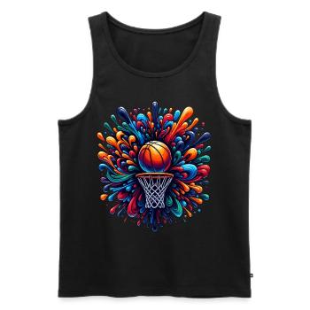 Bunte Basketball Tie Dye Farbe Splash Hoop Net - Männer Premium Bio Tank Top - Schwarz - Vorne - Michal (187cm)