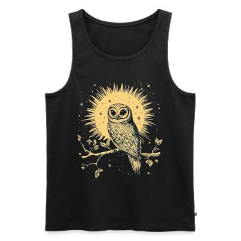Owl Eagle Owl Bird Night Bird Animal Night Moon Nature - Men's Premium Organic Tank Top - black - Front - AI Model Male 178 light (178cm)