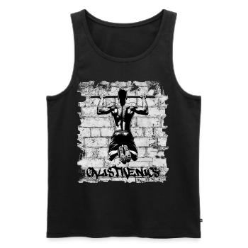 Calisthenics - Men's Premium Organic Tank Top - black - Front - AI Model Male 178 light (178cm)
