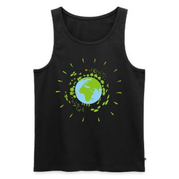 Unser grüner Planet Erde - Coole Illustration - Männer Premium Bio Tank Top - Schwarz - Vorne - Michal (187cm)