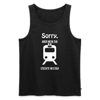 Sorry, aber mein Zug stand im Stau! - Männer Premium Bio Tank Top - Schwarz - Vorne - Michal (187cm)