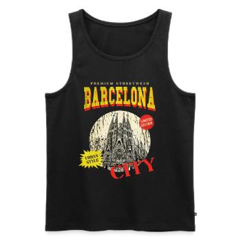 Barcelona Spanien Stadt Skyline Vintage Retro - Männer Premium Bio Tank Top - Schwarz - Vorne - Michal (187cm)