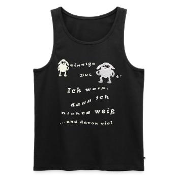 Ich weiß dass ich nichts weiß ...und davon viel - Männer Premium Bio Tank Top - Schwarz - Vorne - AI Model Male 178 light (178cm)