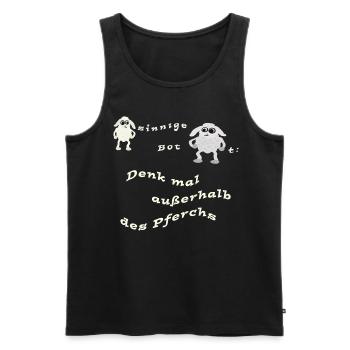 Denk mal außerhalb des Pferchs. - Männer Premium Bio Tank Top - Schwarz - Vorne - Michal (187cm)