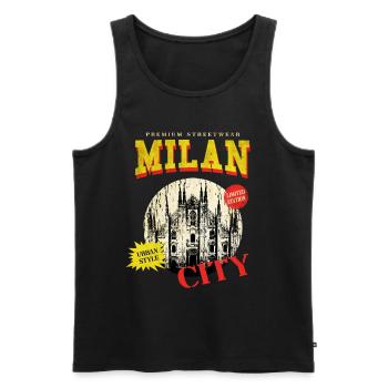 Mailand Milan Italien Stadt Skyline Vintage Retro - Männer Premium Bio Tank Top - Schwarz - Vorne - Michal (187cm)