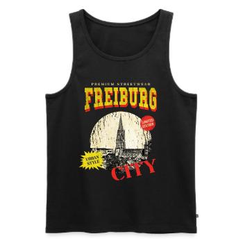 Freiburg Germany City Skyline Vintage Retro - Men's Premium Organic Tank Top - black - Front - AI Model Male 178 light (178cm)