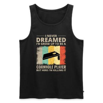 Cornhole Bean Bag Toss Outdoor Rasen Spiel Lustig - Männer Premium Bio Tank Top - Schwarz - Vorne - Michal (187cm)
