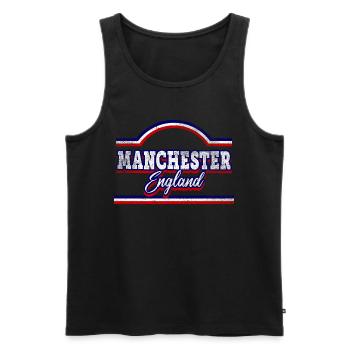 Manchester Angleterre UK City Font Vintage Rétro - Débardeur bio Premium Homme - noir - Devant - Michal (187cm)
