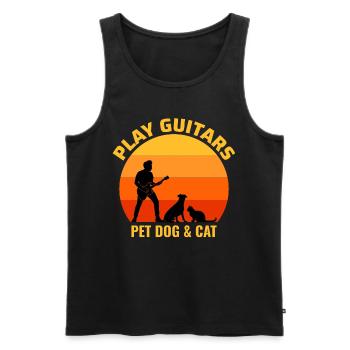 Bass Guitar Player Musician Bassist Cat Dog Animal - Men's Premium Organic Tank Top - black - Front - Michal (187cm)