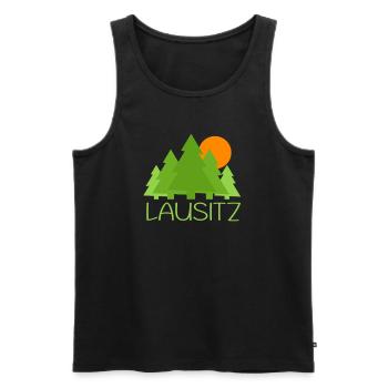 Wald Sonnenuntergang Lausitz - Männer Premium Bio Tank Top - Schwarz - Vorne - Michal (187cm)