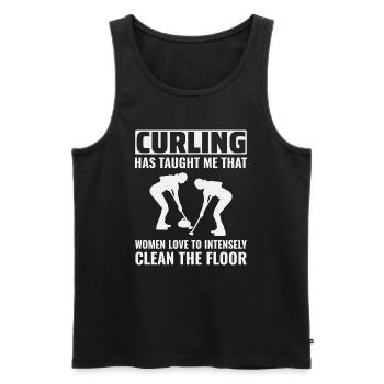 Curling Kehrfächer Winter Eissport Curler Lustig - Männer Premium Bio Tank Top - Schwarz - Vorne - Michal (187cm)